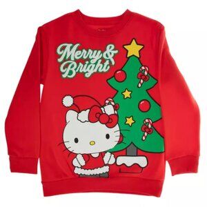 Hello Kitty Merry & Bright Christmas Crewneck Long Sleeve Pullover Sweatshirt